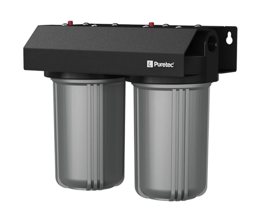 Dual stage, whole house rainwater filter